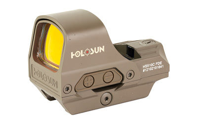 Holosun Technologies HS510C |  Reflex Sight |  Multiple Reticle |  65 MOA Circle |  2 MOA Red Dot |  Aluminum Housing |  Matte Finish |  Flat Dark Earth |  Solar with Internal Battery