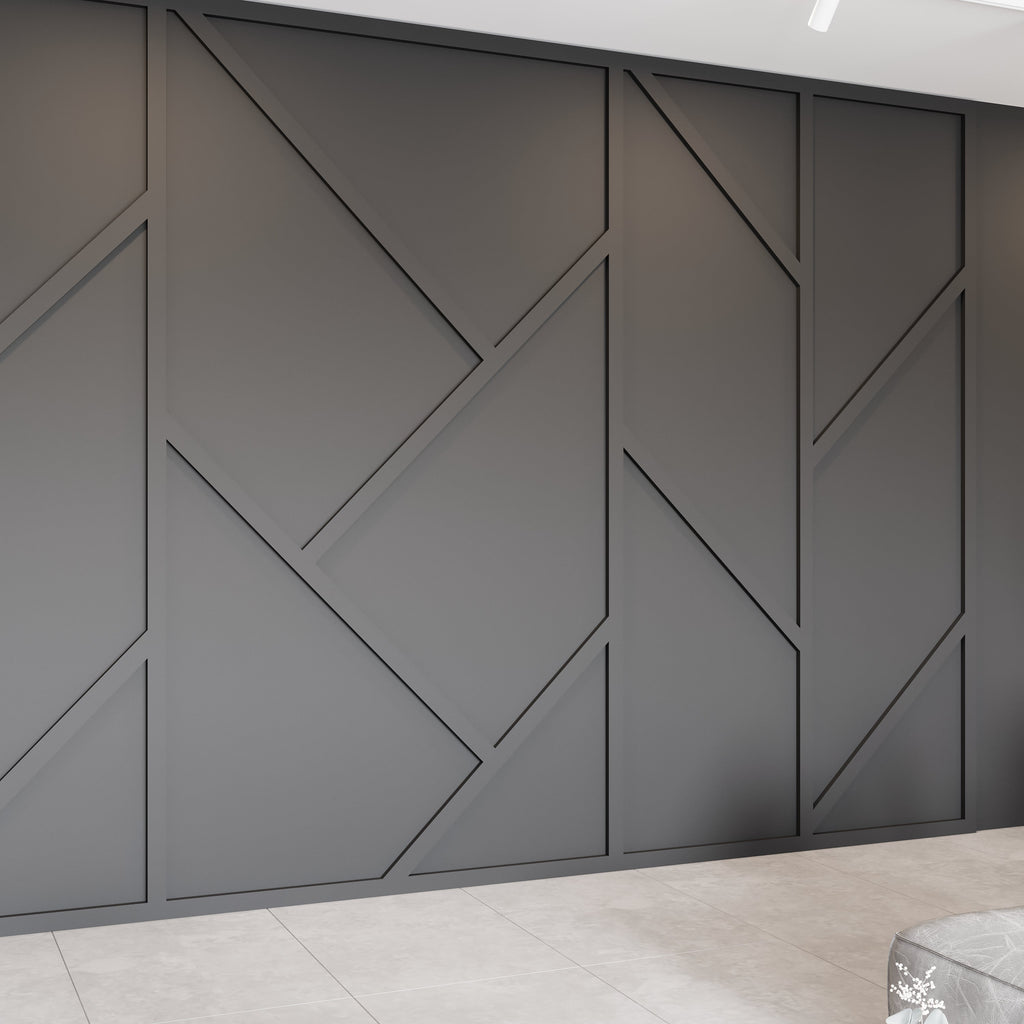 Asymmetric Wall Molding Kit - Easy Installation for Living Areas | Pre-Cut & Primed