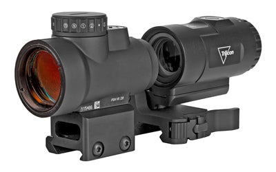 Trijicon MRO HD |  Red Dot |  1X25 |  68MOA Circle With 2MOA Center Dot |  Black |  Full Co-Witness Mount  |  3X Magnifier With Adjustable Height Quick Release |  Flip to Side Mount