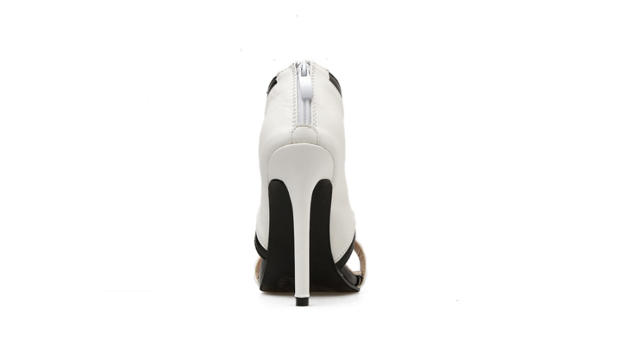Classic Black and White Colorblock High Heels Sandals