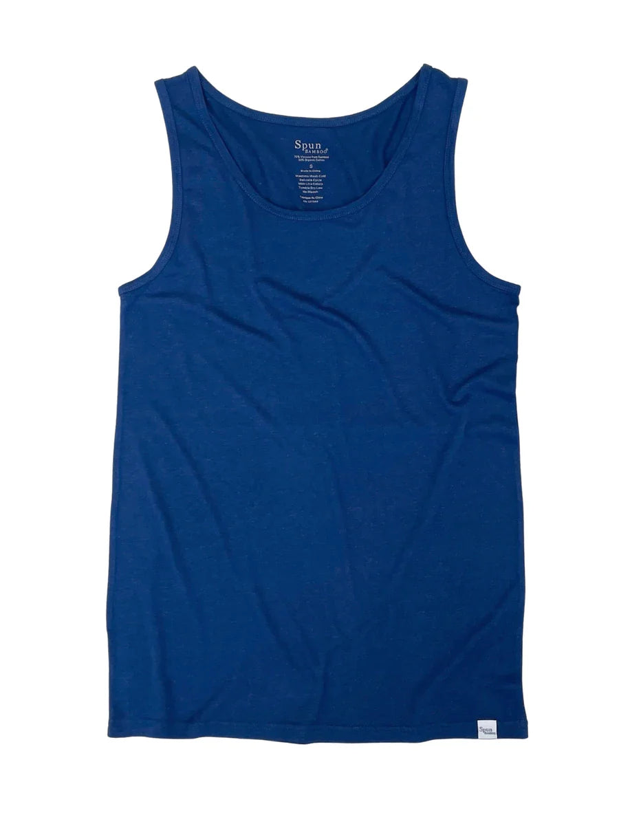 Men's Bamboo Viscose/Organic Cotton Tank Top True Navy Color + Boxer Style Underwear White Color
