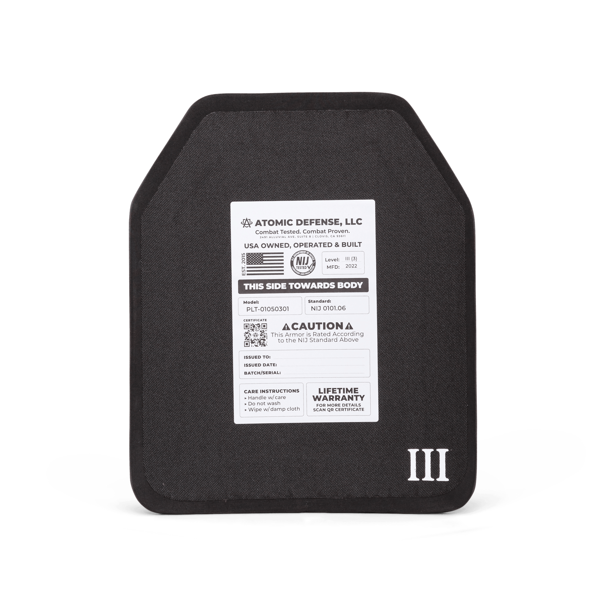 NIJ Level III+ Body Armor Plate | AR-15 & AK-47 Rifle Protection