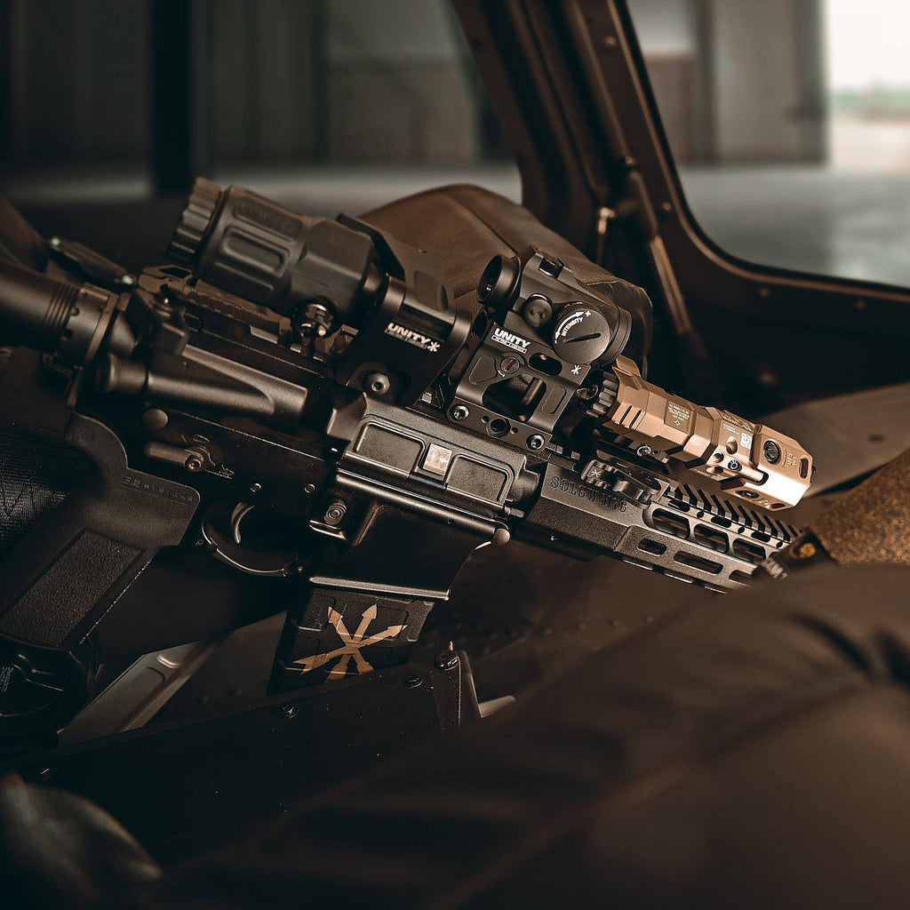 Unity Tactical RAXIS | In-Line MAWL Laser Mount | Rotates Laser for Snag-Free Stowage